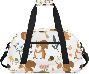 Cartoon Squirrels Boys Girls Gym Bag Dance Perform Training Duffel Bags Weekender Carry-On Tote Luggage Bag Ideal for School Practice or Overnight Trips