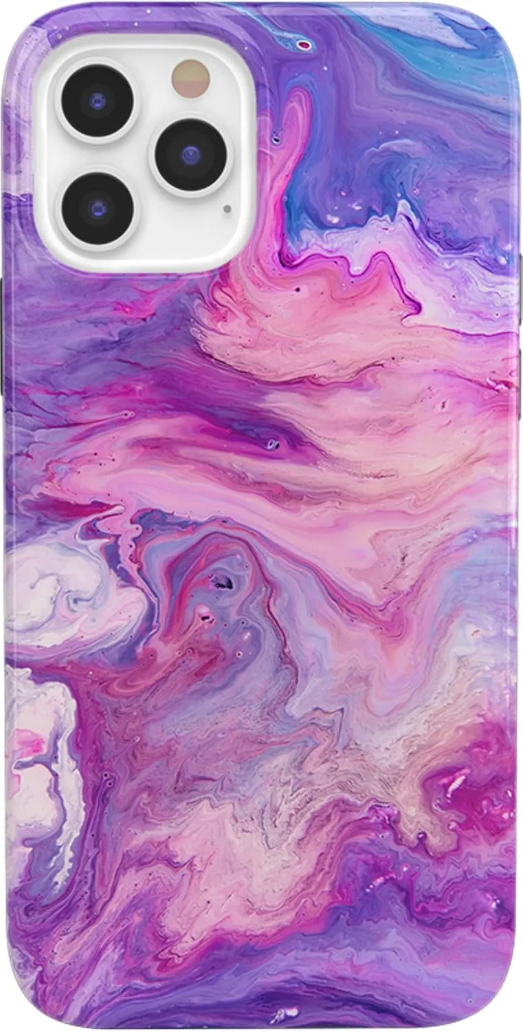 Casely iPhone 12/12 Pro Case | Tie Dying Over You Purple Marble | Classic Ultra-Slim Design