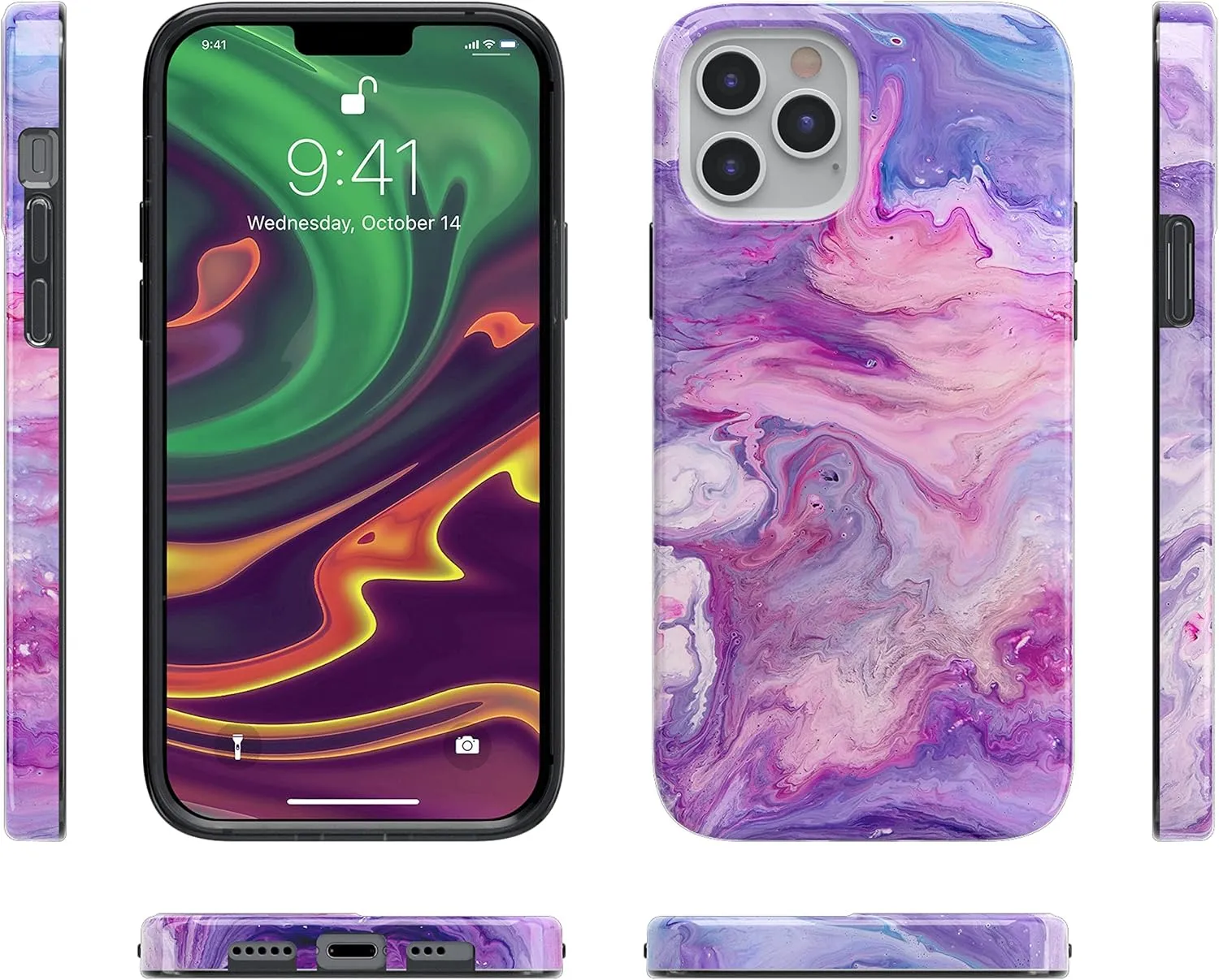 Casely iPhone 12/12 Pro Case | Tie Dying Over You Purple Marble | Classic Ultra-Slim Design
