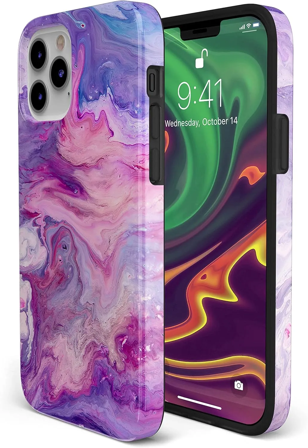 Casely iPhone 12/12 Pro Case | Tie Dying Over You Purple Marble | Classic Ultra-Slim Design
