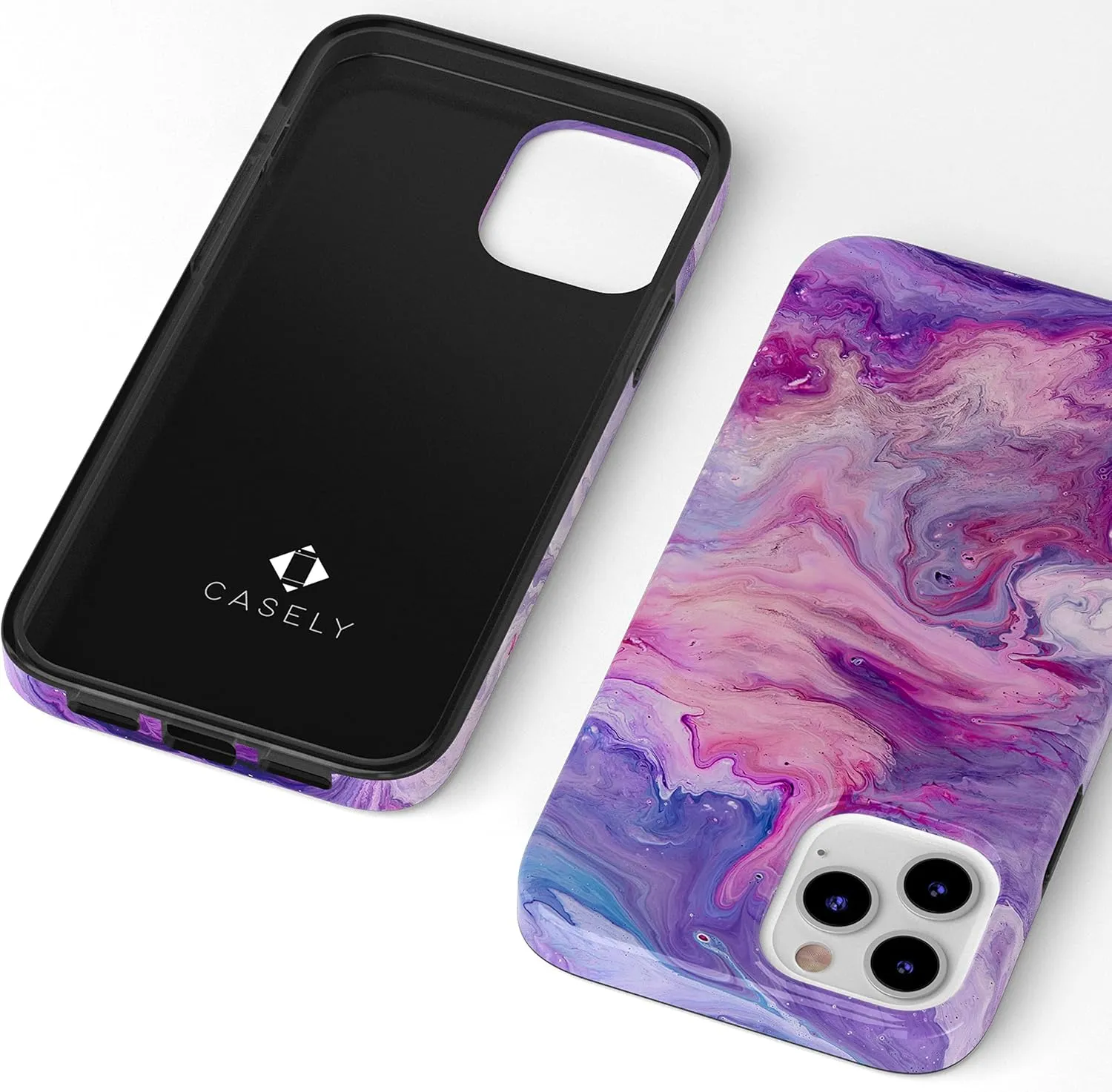 Casely iPhone 12/12 Pro Case | Tie Dying Over You Purple Marble | Classic Ultra-Slim Design