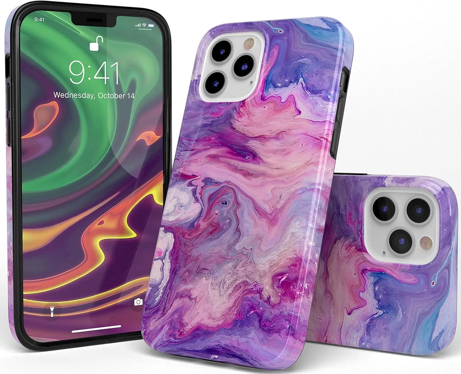 Casely iPhone 12/12 Pro Case | Tie Dying Over You Purple Marble | Classic Ultra-Slim Design