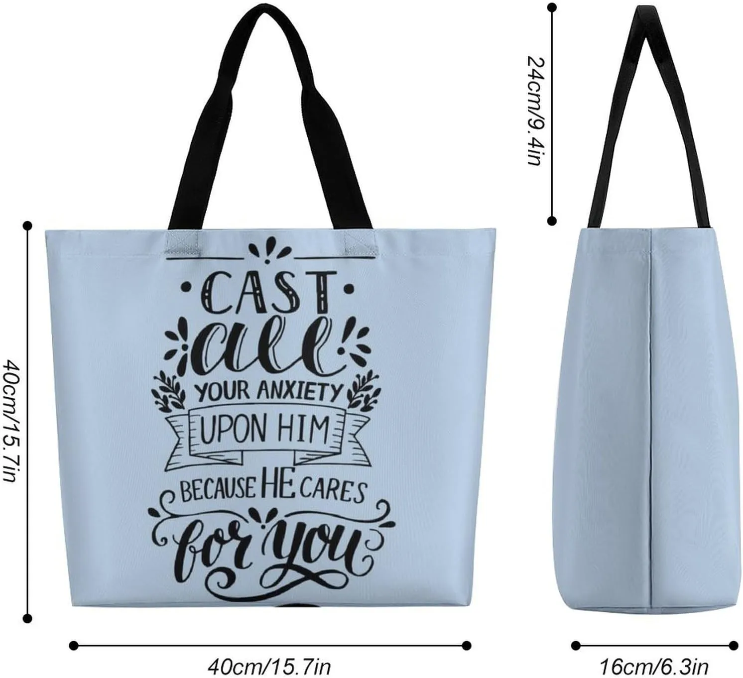 Cast All Your Anxiety Tote Bag Beach Bag Reusable Shoulder Bag for Gym, Shopping, Travel