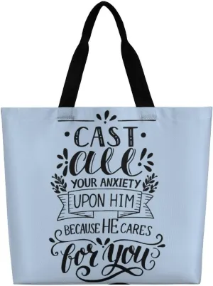 Cast All Your Anxiety Tote Bag Beach Bag Reusable Shoulder Bag for Gym, Shopping, Travel