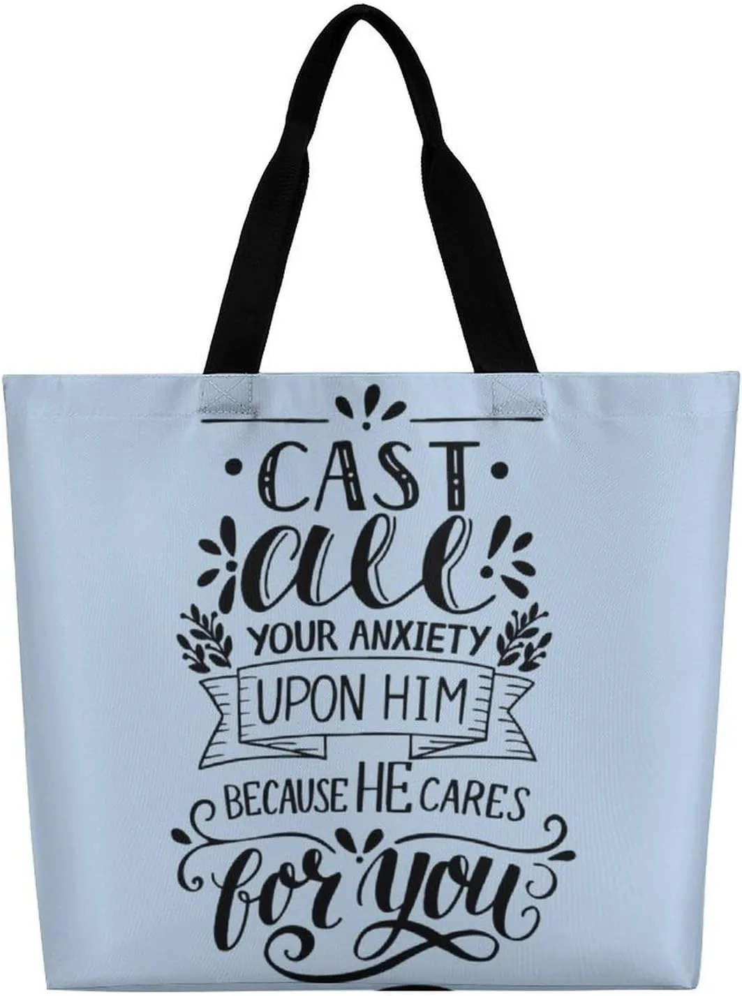 Cast All Your Anxiety Tote Bag Beach Bag Reusable Shoulder Bag for Gym, Shopping, Travel