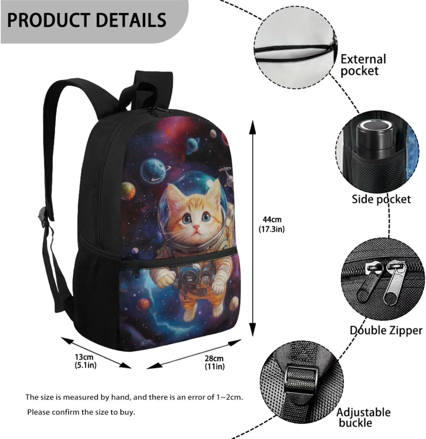 Cat Backpacks for Girls with Lunch Box Astronaut Kindergarten Backpack for Girls with Lunchbox Heavy Duty 4 in 1 Set Kids Back Pack Travel Knapsack Daypack