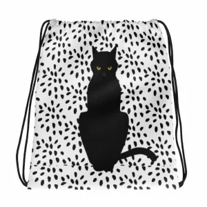 Cat Noir Panther 'Black and White' Drawstring bag