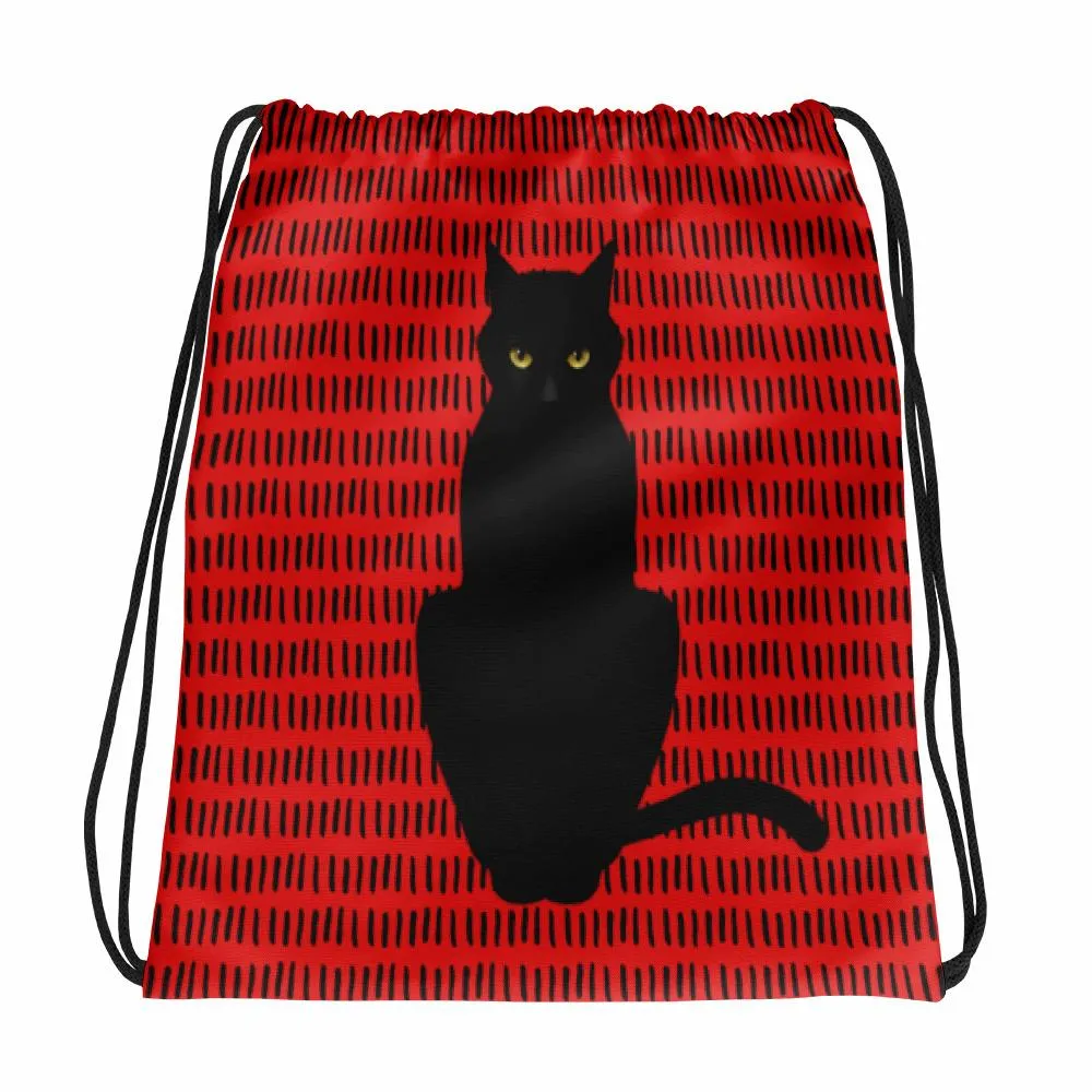 Cat Noir Panther 'Red Savanna' Drawstring bag