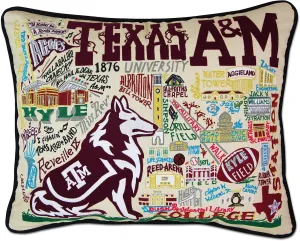 Catstudio Throw Pillow, Texas A&M Embroidered Pillow - Collegiate Decorative Pillows for Aggies Fans for Graduation, Game Day, Alums and Parents