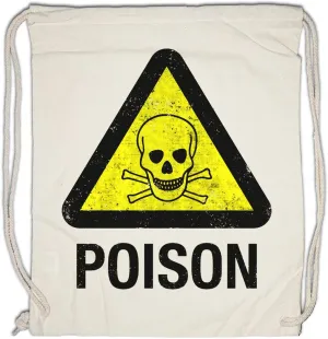 Caution Poison Vintage Logo Sign Drawstring Bag Gym Sack