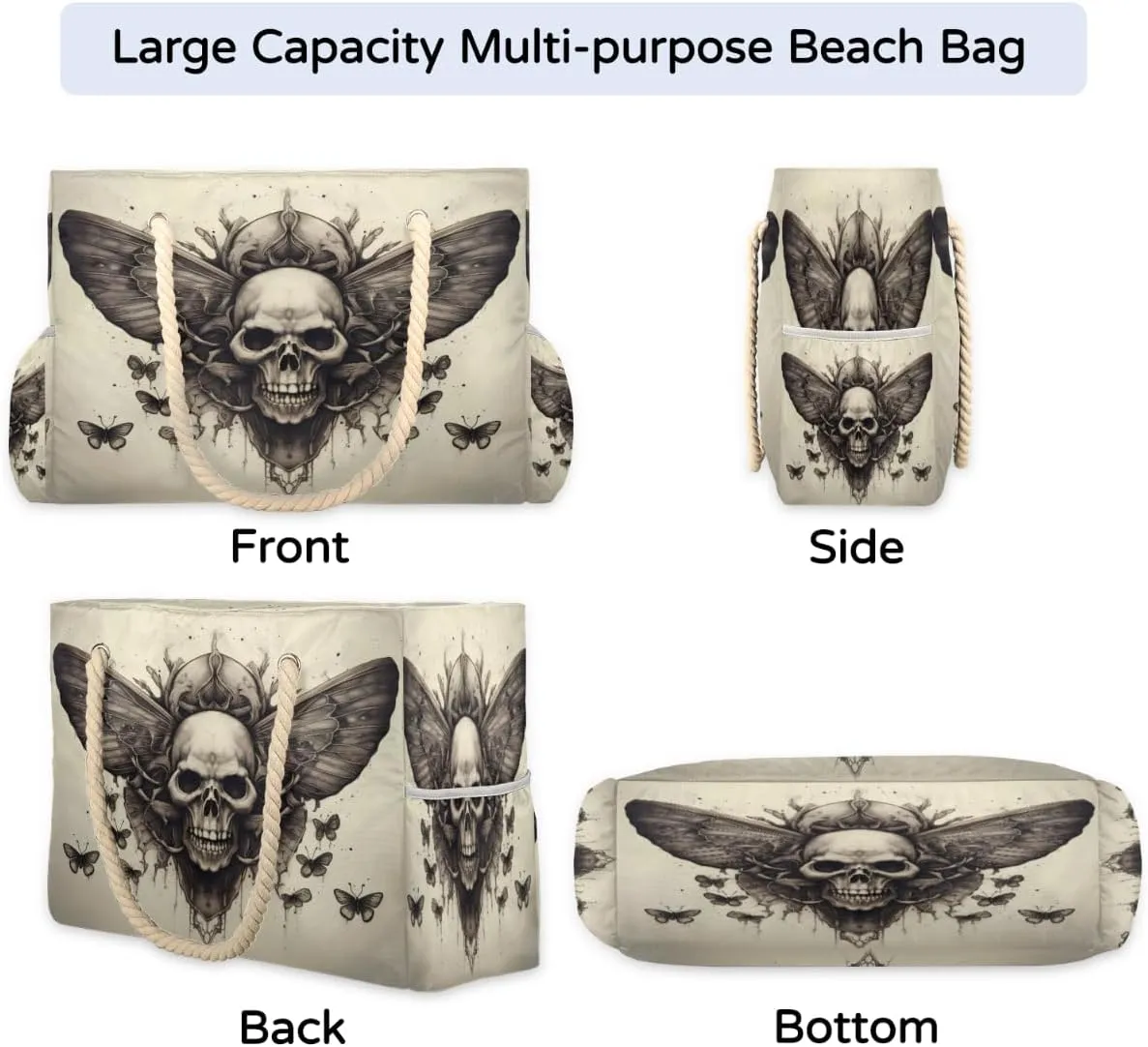 cfpolar Large Beach Bag, Waterproof Sandproof Beach Tote Bag with Zipper