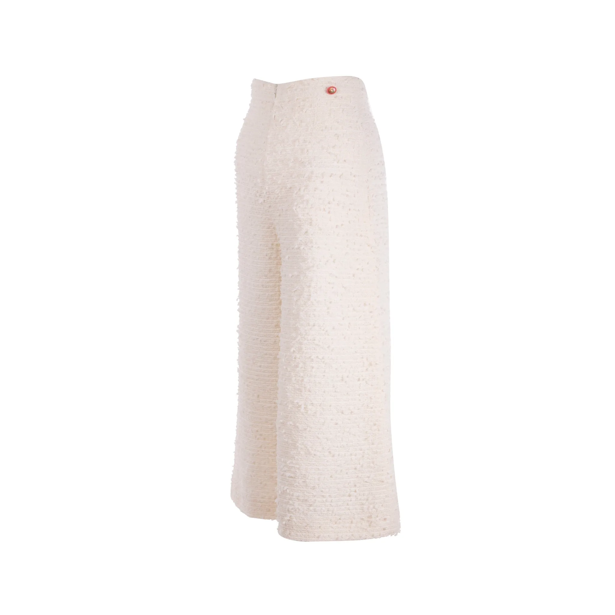 Chanel tweed white Positive feedback wide size pents leg Buy-more-save-more 34