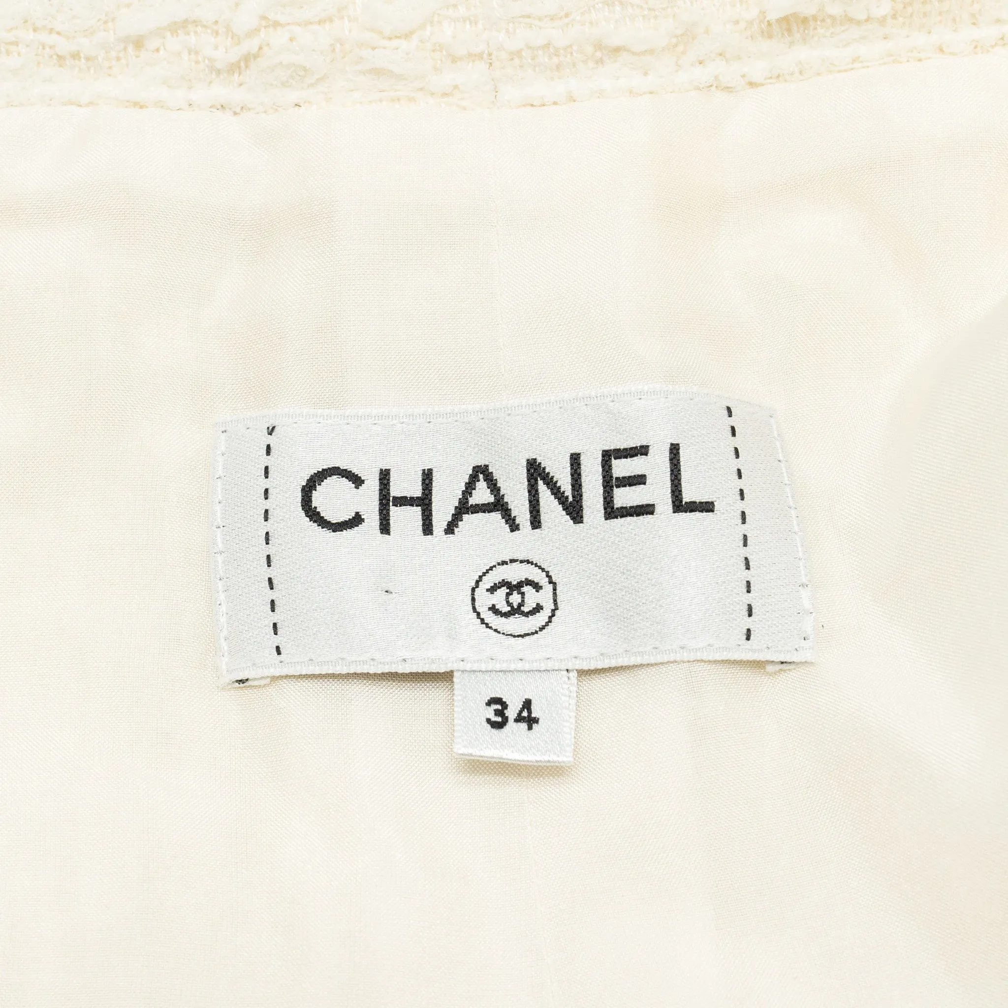 Chanel tweed white Positive feedback wide size pents leg Buy-more-save-more 34