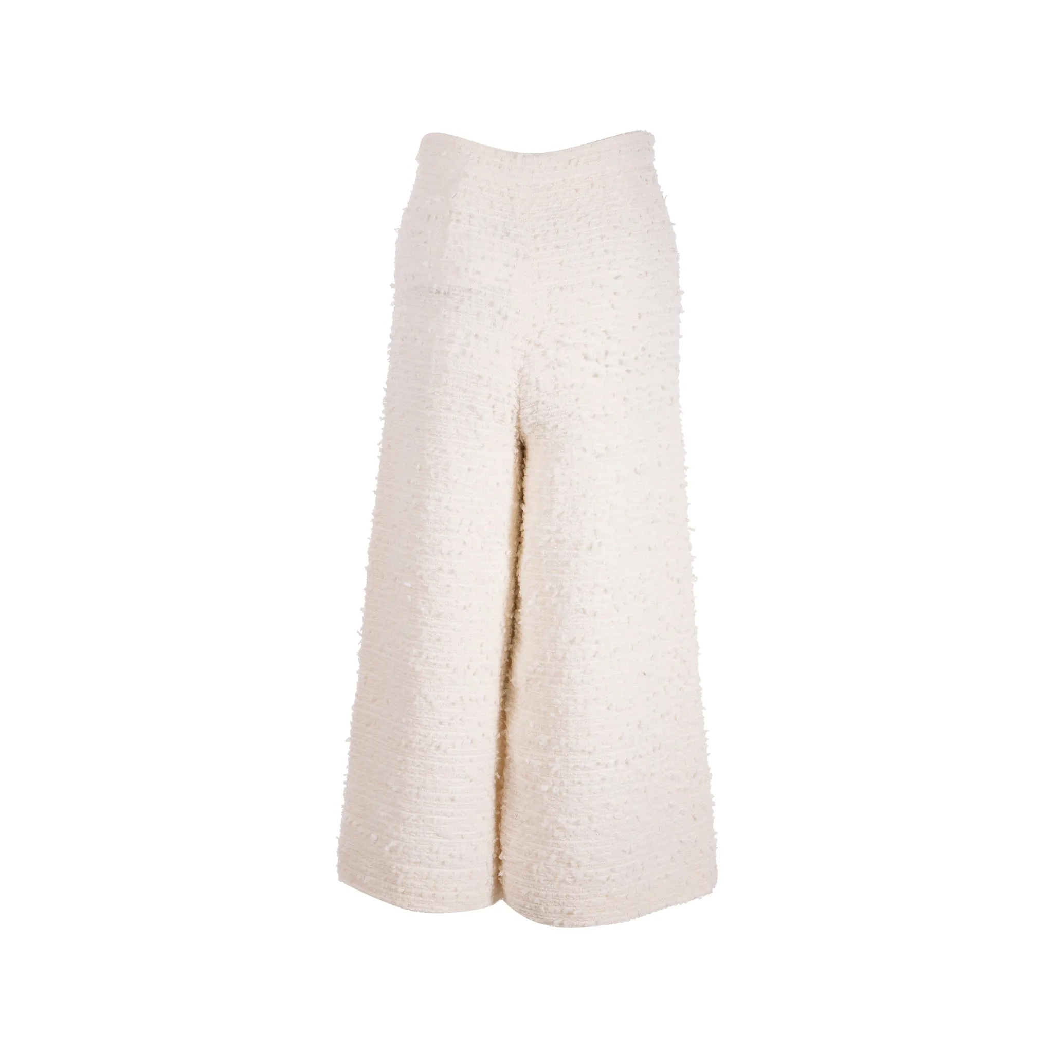 Chanel tweed white Positive feedback wide size pents leg Buy-more-save-more 34
