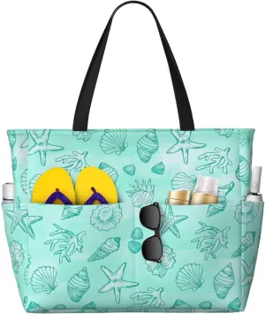 CHAOS MONKEY Women Large Beach Bag Sandproof Waterproof Travel Weekender Foldable Tote Bag for Pool Vacation Gym