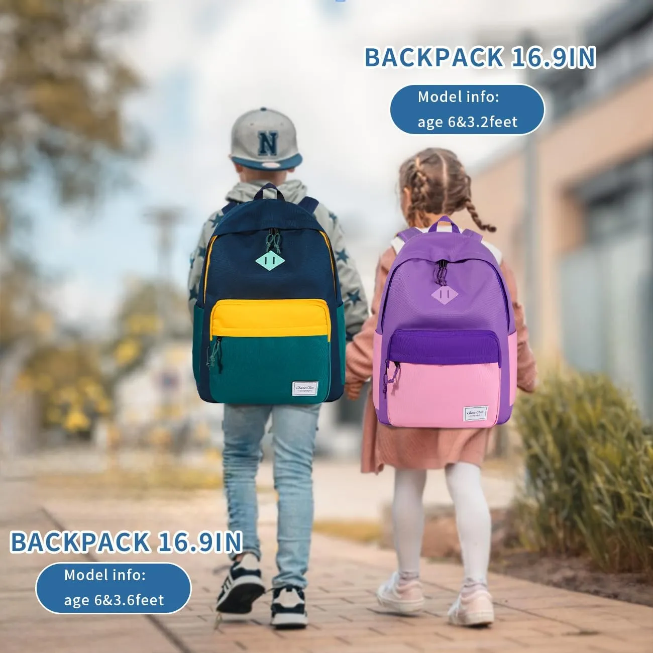 Chase Chic Kids Backpack for Boys - 17 inch School Backpacks for Toddler Girls Fits 6 to 12 Years Old - Lightweight Water Resistant Preschool Bookbag for Travel Daycare (Blue)