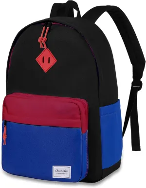 Chase Chic Kids Backpack for Girls - 17 inch School Backpacks for Toddler Fits 6 to 12 Years Old - Lightweight Water Resistant Preschool Bookbag for Travel Daycare (Black Blue)