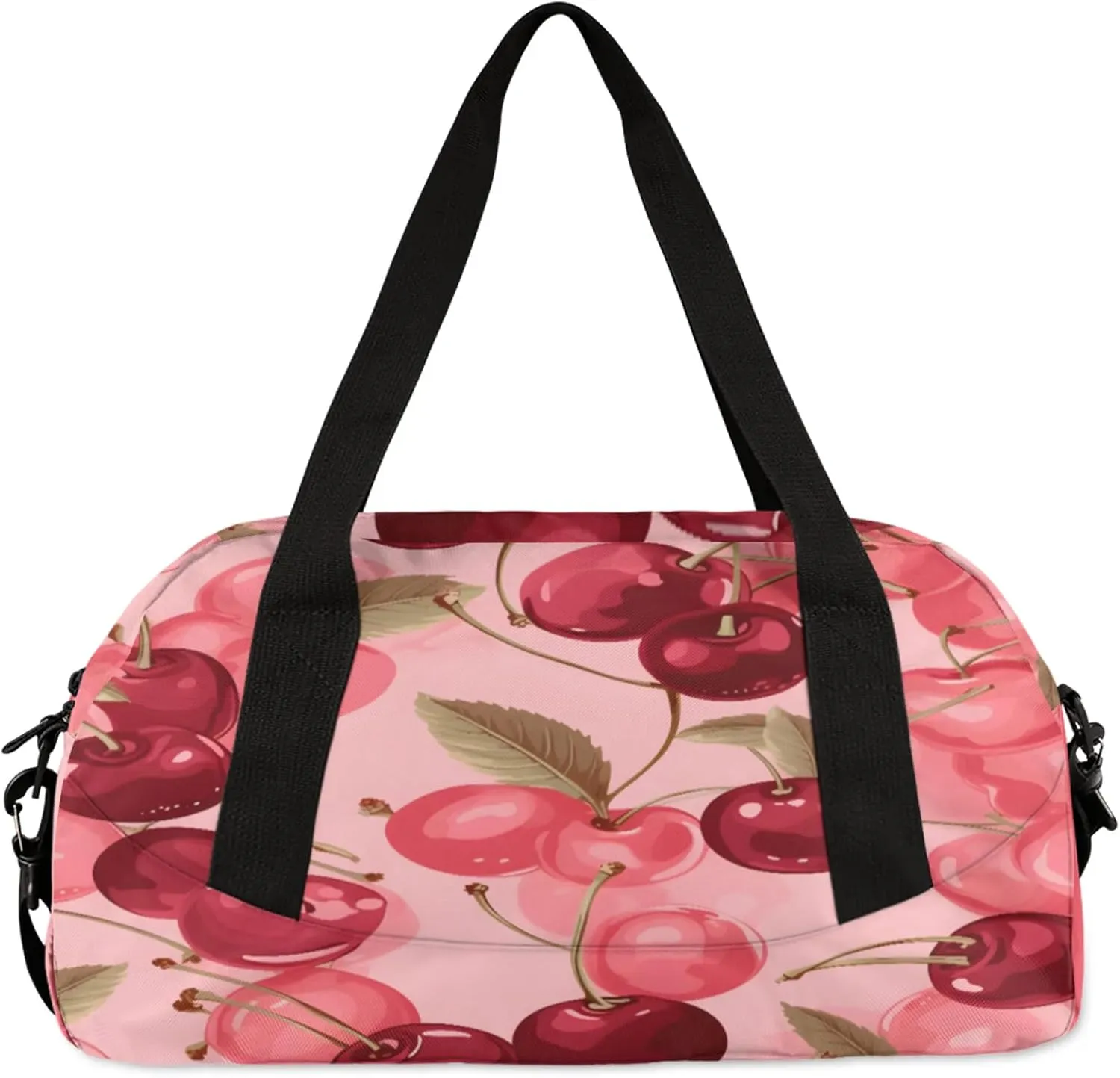 Cherry Cherries Pattern Kids Duffel Bag Lightweight Waterproof Sports Gym Bag with Front Zipper Pocket Foldable Weekender Overnight Bag for School Practice Gymnastic Ballet