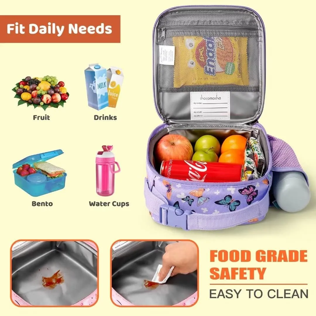 Choco Mocha Boys Lunch Box for School, Dinosaur Fossils Lunch Bag for Kids Toddler, Blue