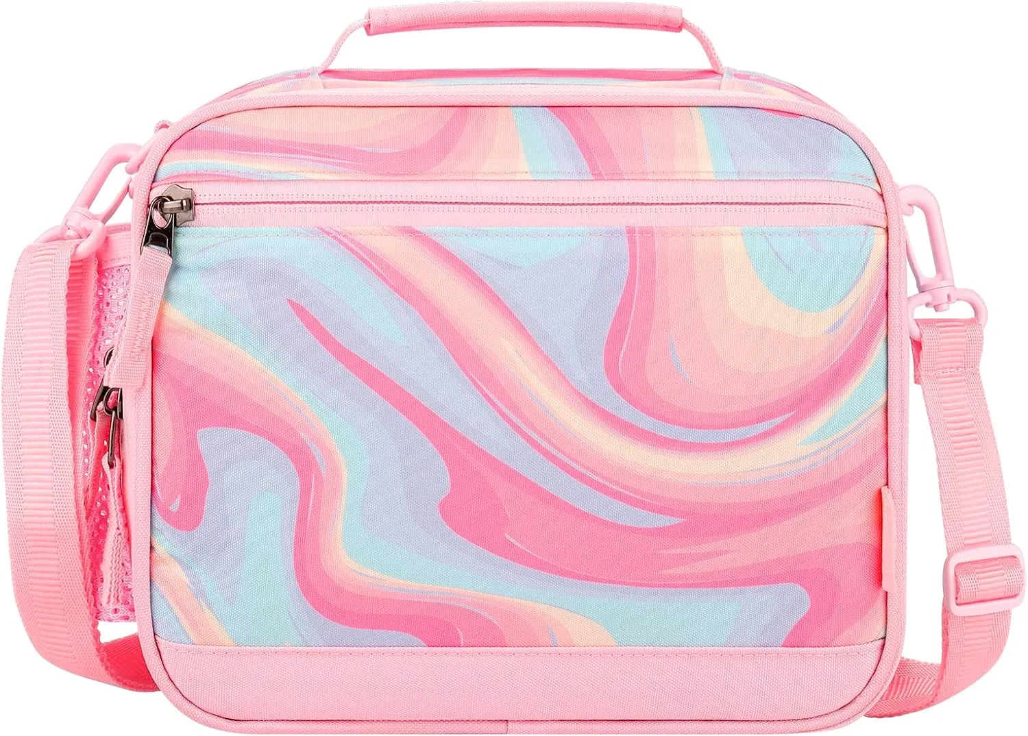 Choco Mocha Tie Dye Kids Lunch Box for Girls Lunch Boxes for School Lunch Bag for Girls with Shoulder Strap for Toddler Preschool Kindergarten kids Pink