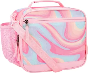 Choco Mocha Tie Dye Kids Lunch Box for Girls Lunch Boxes for School Lunch Bag for Girls with Shoulder Strap for Toddler Preschool Kindergarten kids Pink