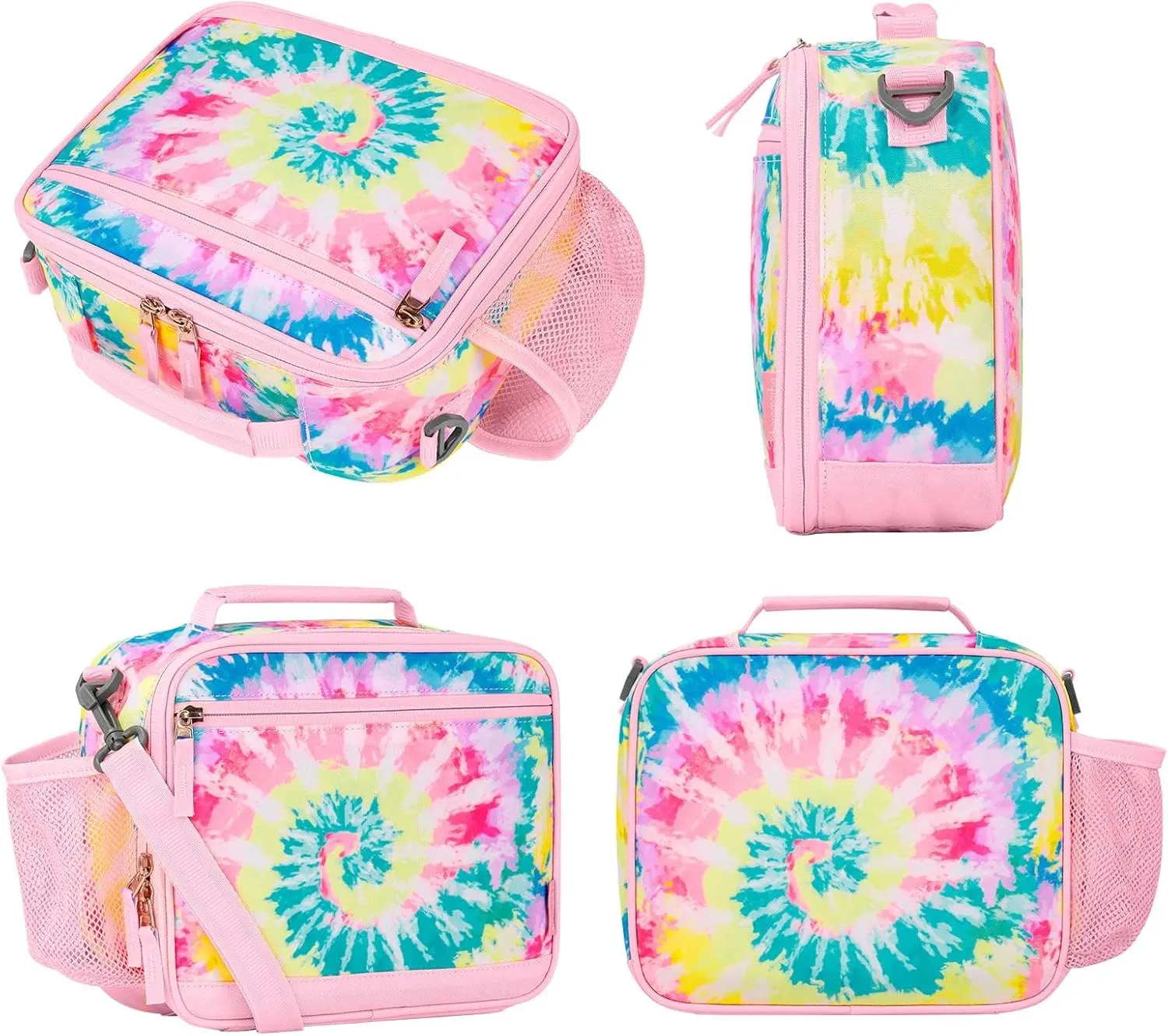 Choco Mocha Tie Dye Kids Lunch Box for Girls Lunch Boxes for School Lunch Bag for Girls with Shoulder Strap for Toddler Preschool Kindergarten kids Pink