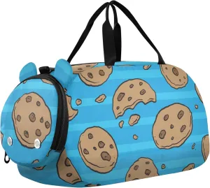 Chocolate Chip Cookies Doodle Sports Duffle Bag for Girls Boys, Gym Bag with Shoe Compartment, Kids Travel Overnight Weekender Shoulder Bag