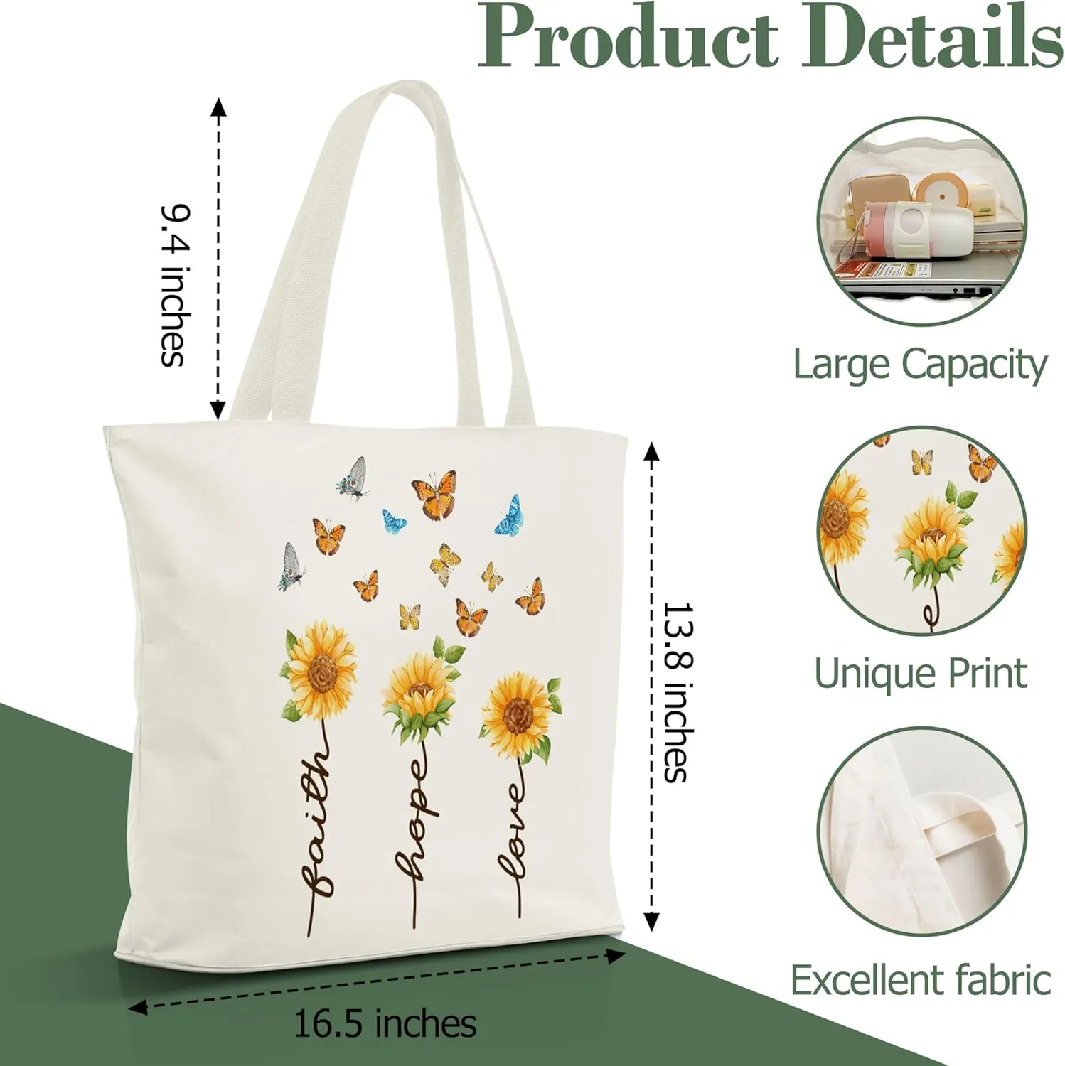 Christian Gifts Canvas Tote Bag Aesthetic for Women, Religious Birthday Gifts Reusable Grocery Shopping Bags