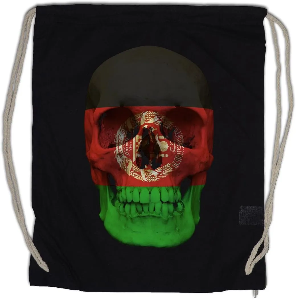 Classic Afghanistan Skull Flag Drawstring Bag Gym Sack