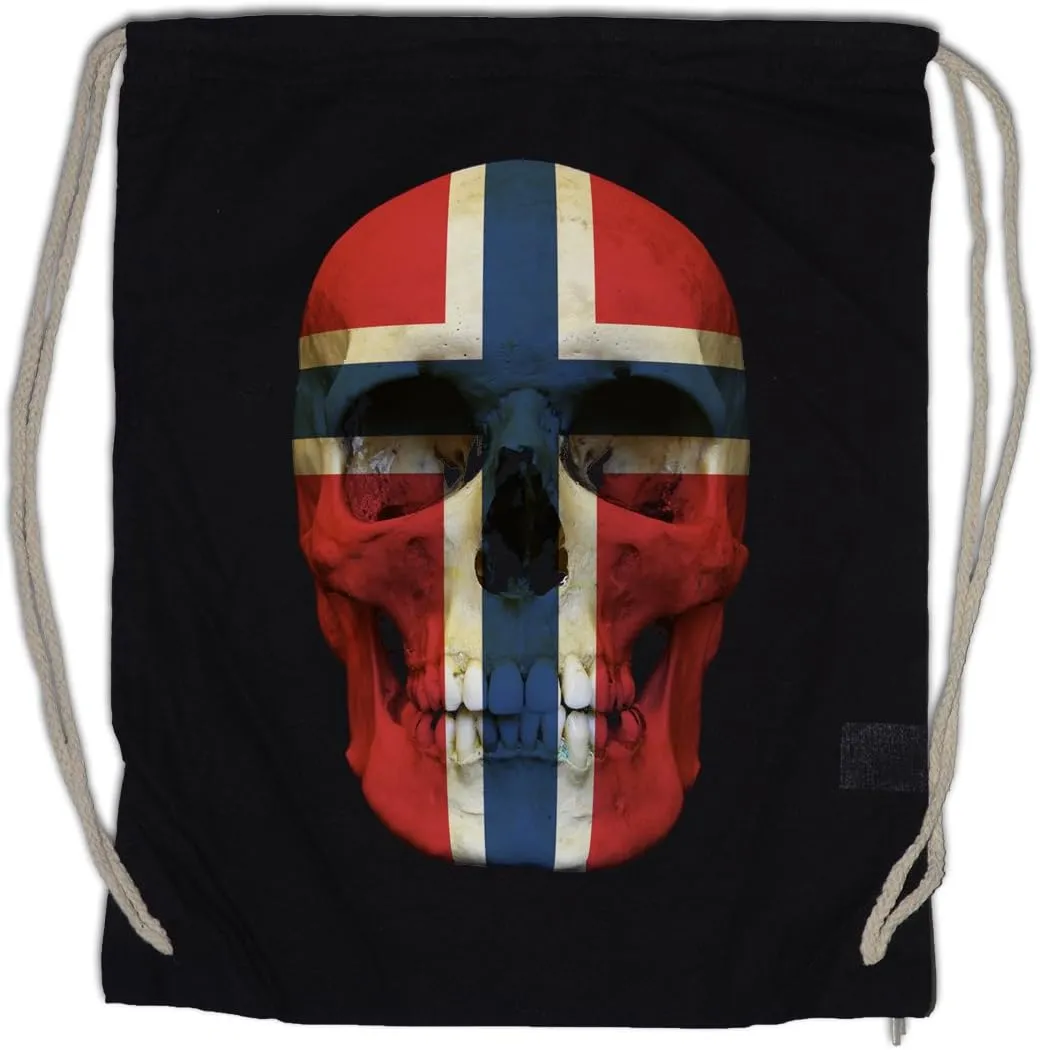 Classic Norway Skull Flag Drawstring Bag Gym Sack
