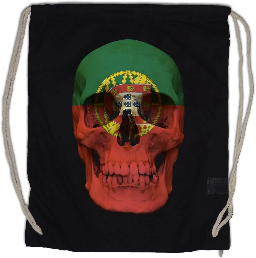 Classic Portugal Skull Flag Drawstring Bag Gym Sack