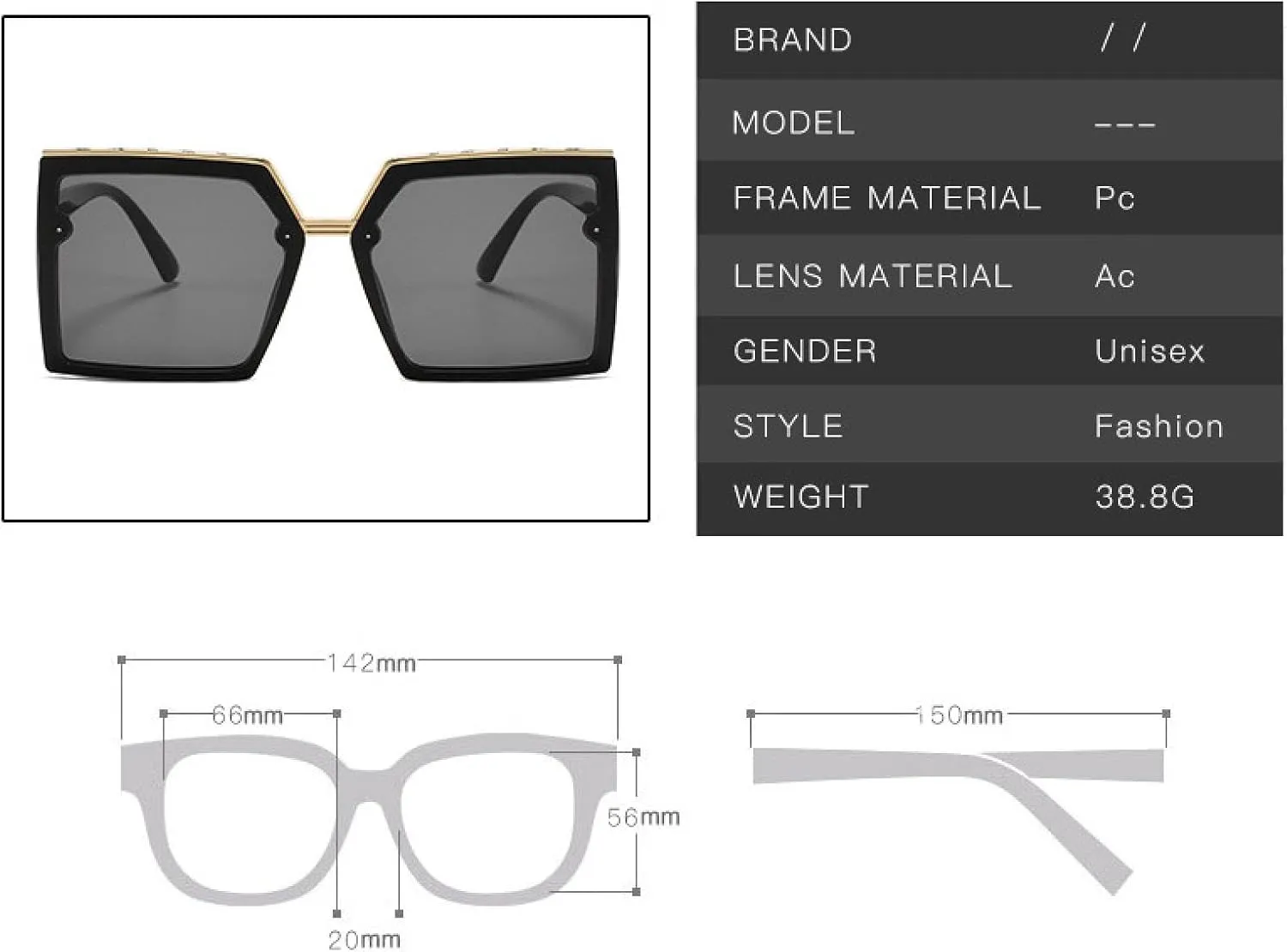 Classic Vintage Big Frame Sunglasses Women Men Trendy Outdoors Driving Fishing Sun Glasss Uv400