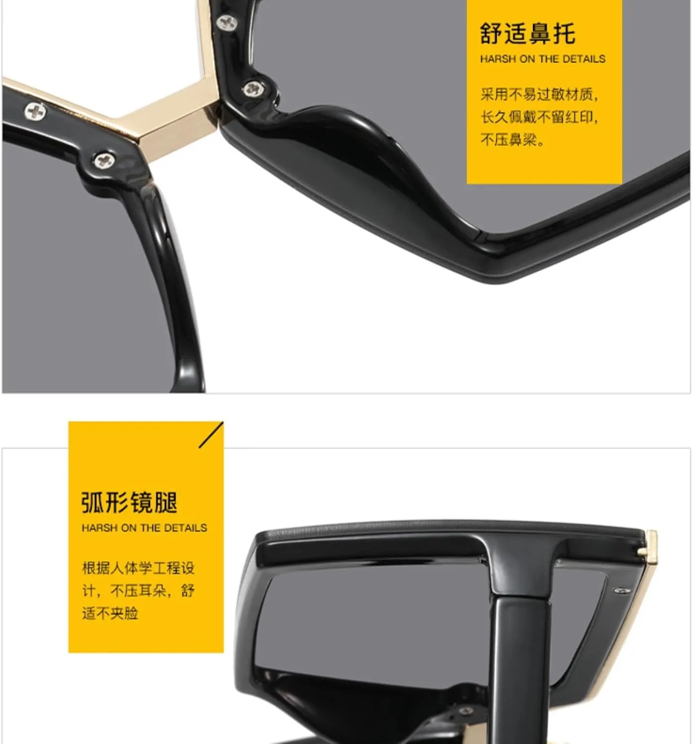 Classic Vintage Big Frame Sunglasses Women Men Trendy Outdoors Driving Fishing Sun Glasss Uv400