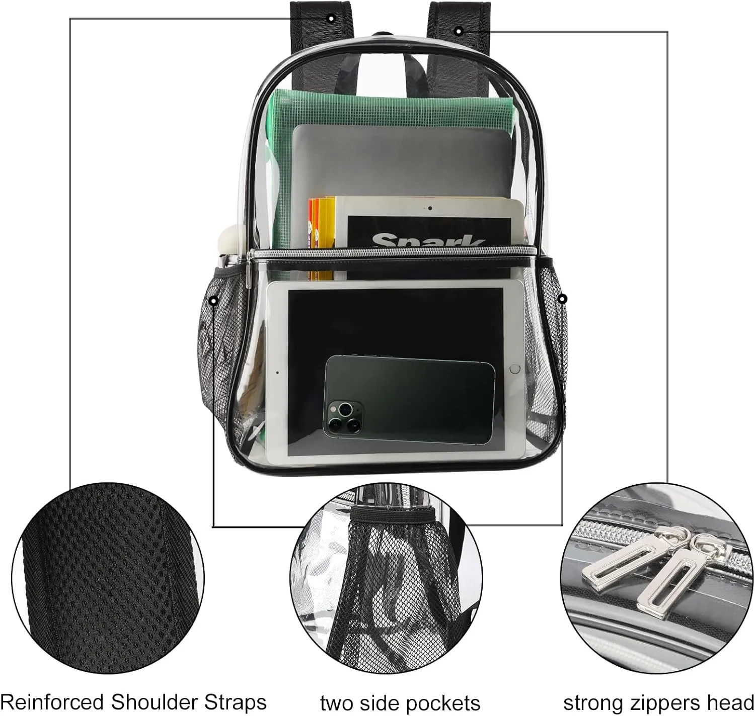 Clear Backpack Heavy Duty TPU Transparent Backpack for Sports,Work,Security Travel.…