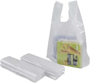 Clear Plastic Handle T-shirt Shopping Bags, 400 Counts Reusable Carryout Bags