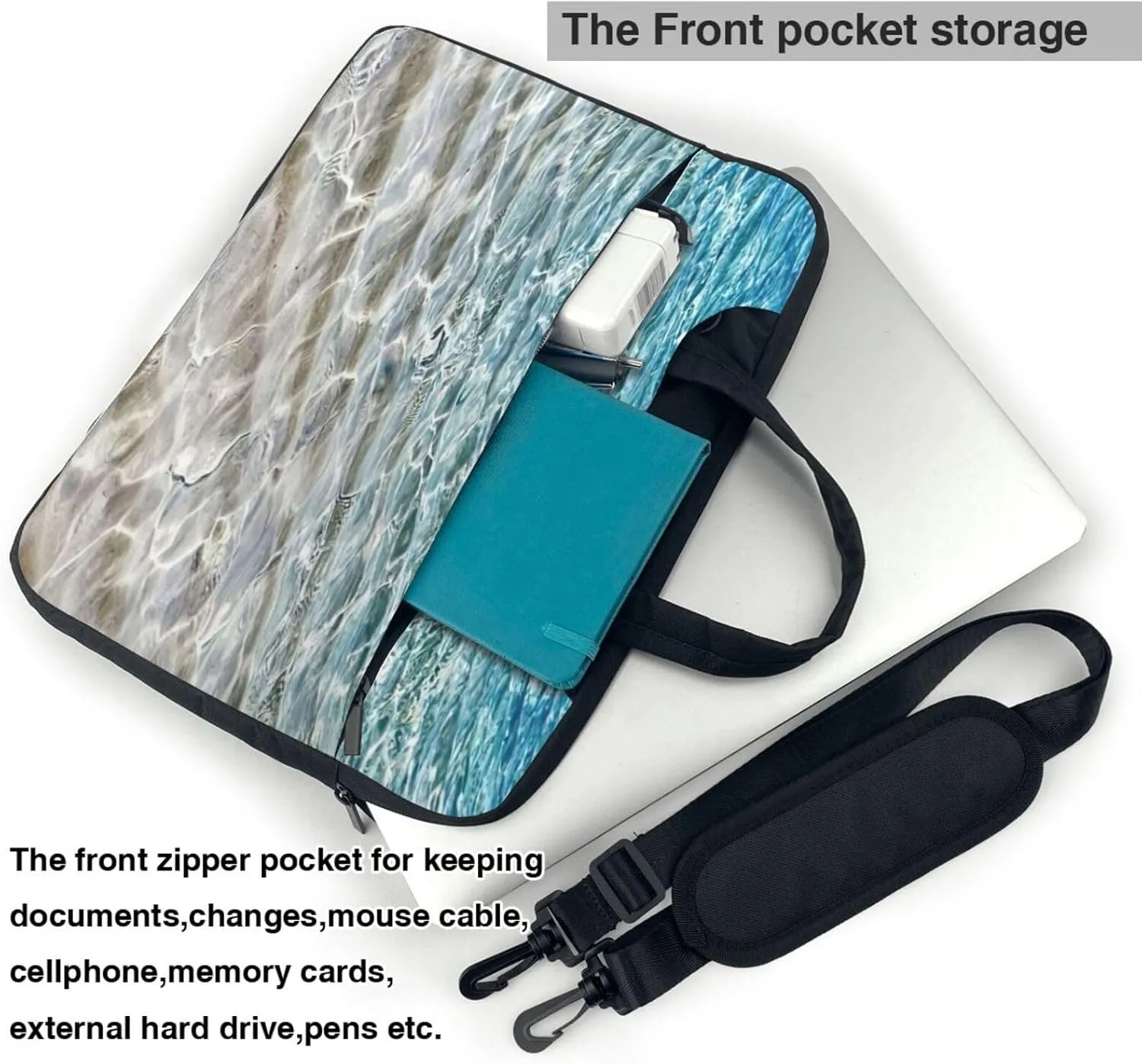 Clear Sea Water Print Versatile Laptop Bag Men's Laptop Case & Womenâ€™s Computer Bag with Shoulder Strap
