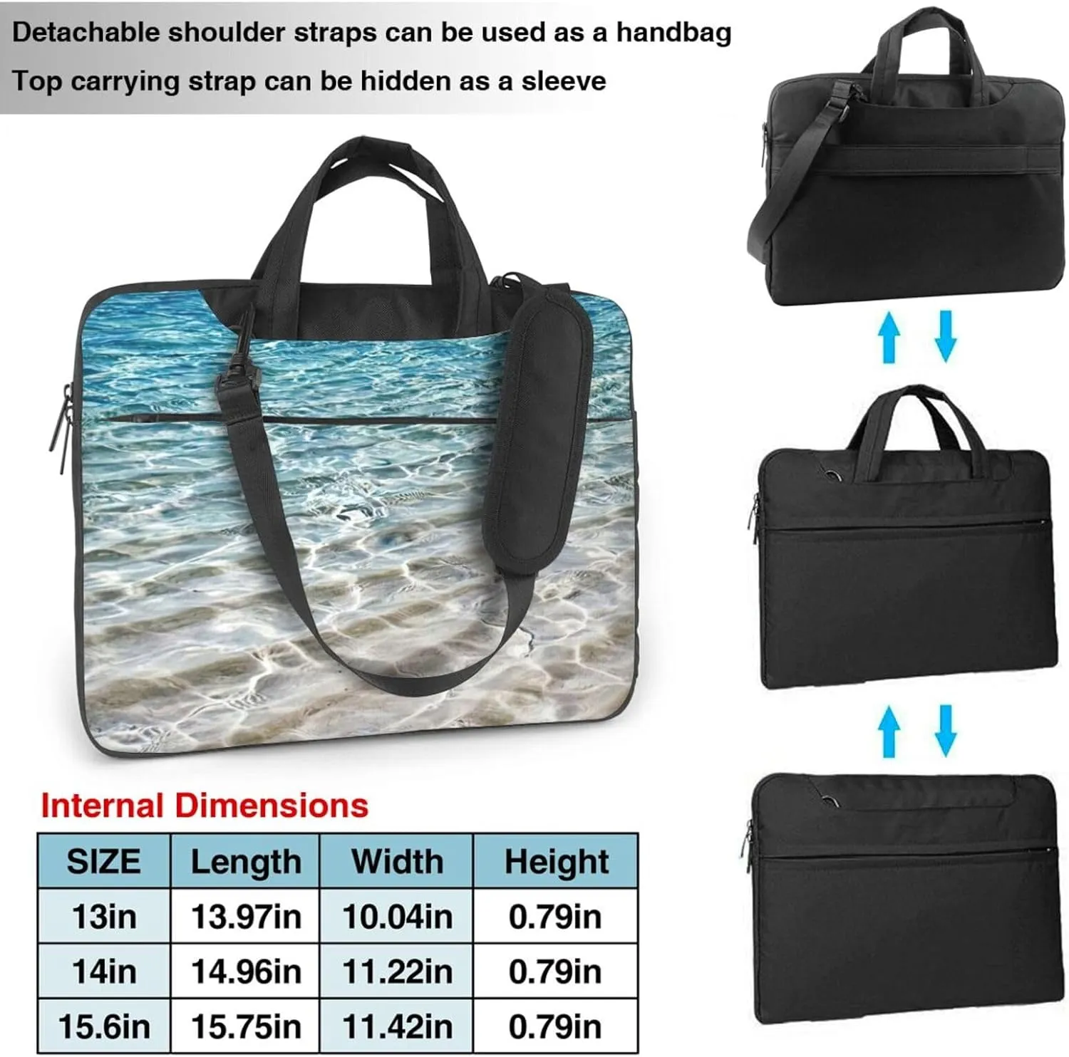 Clear Sea Water Print Versatile Laptop Bag Men's Laptop Case & Womenâ€™s Computer Bag with Shoulder Strap