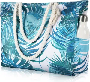 Clothirily Beach Bag for Women - Large Beach Tote Bag, Waterproof Sandproof Beach Bag with Zipper, Large Swim Pool Beach Tote