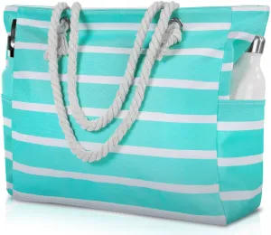 Clothirily Beach Bag for Women - Large Beach Tote Bag, Waterproof Sandproof Beach Bag with Zipper, Large Swim Pool Beach Tote