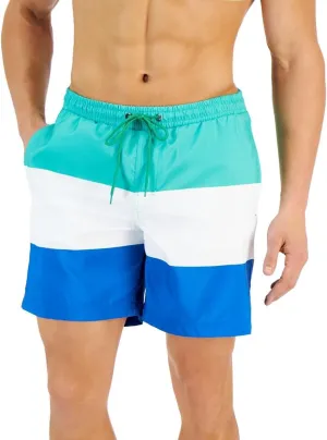 Club Room Mens Striped Colorblock Swim Trunks Green XXL
