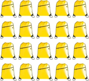 CODOBON Lightweight Drawstring Backpack – Foldable with 2 Compartments & Zip Pocket | Cable Port for Easy Access | Eco-Friendly for Gym, Travel, Everyday Use (20L, Yellow)