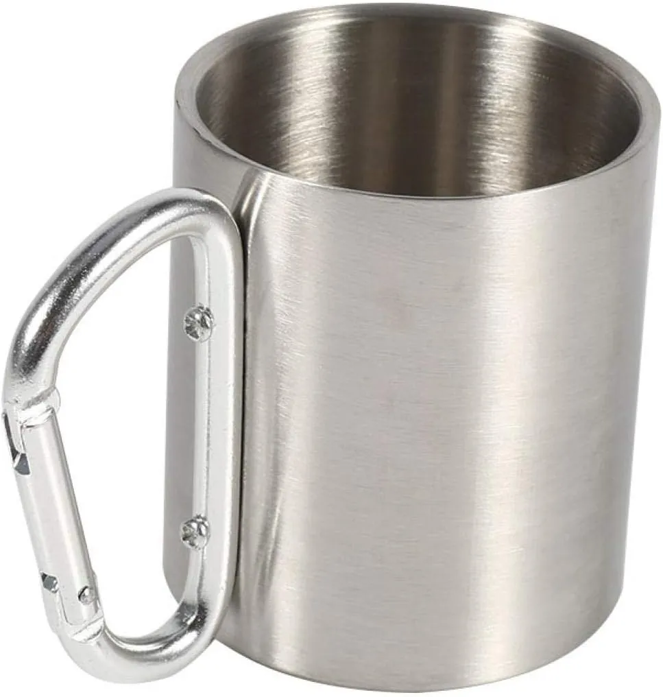 Coffee Mug with D Rings Carabiner Hook, Stainless Steel Mug Compact Camping Cup, Portable Rockclimbing Hiking Backpacking or Camping Travel Cup
