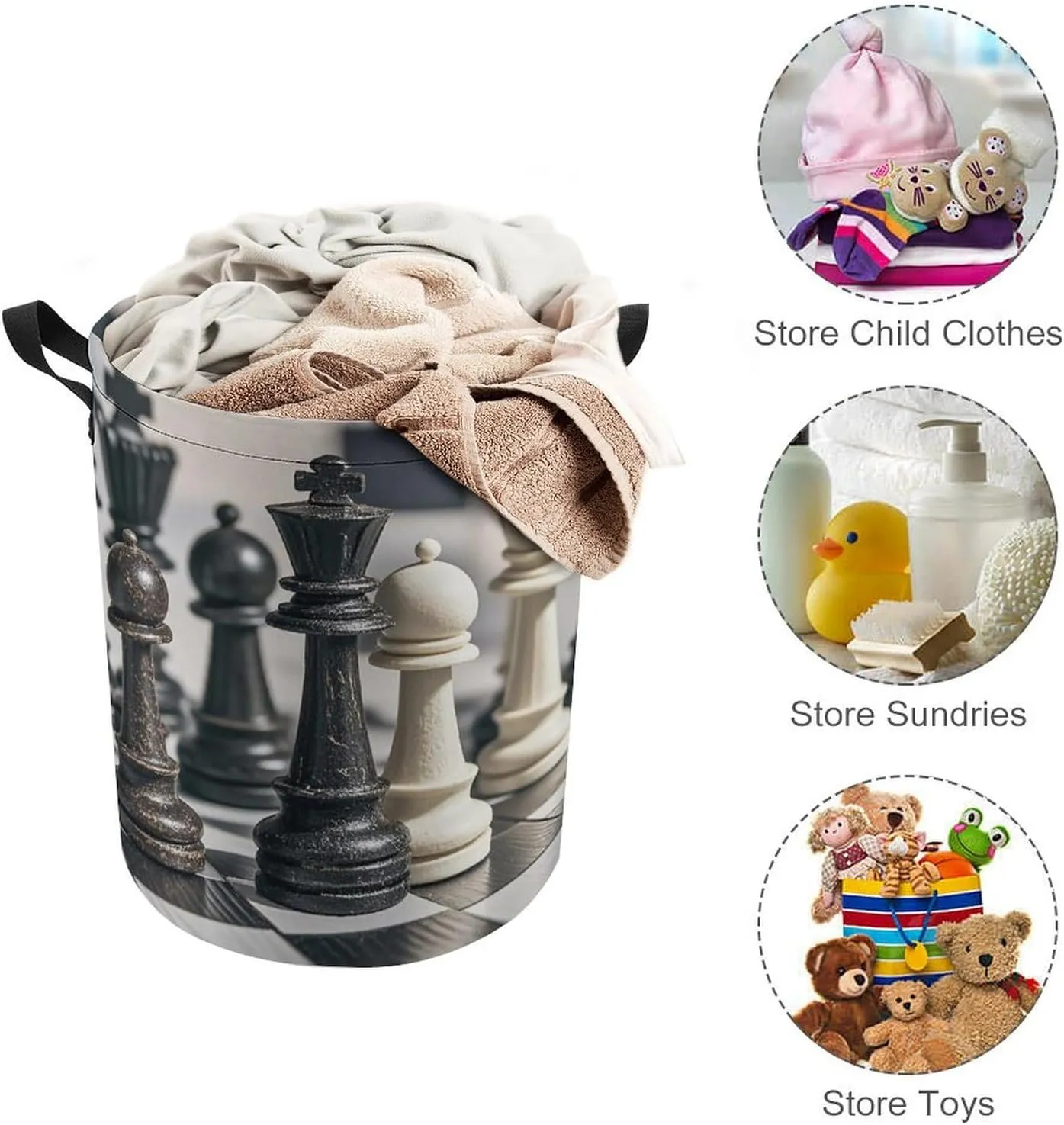 Collapsible Laundry Hamper Waterproof Drawstring Laundry Basket Space-Saving Foldable Draughts Dirty Clothes Hamper for Home Dorm & Travel