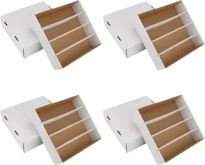 Collector Card Storage Box 3120 Count Trading Cards Box White Sports Card Boxes Card Sorting Tray Card Sleeve Cases Card Collection Trading Card Storage Box for Soccer Basketball Cards (4 Set)
