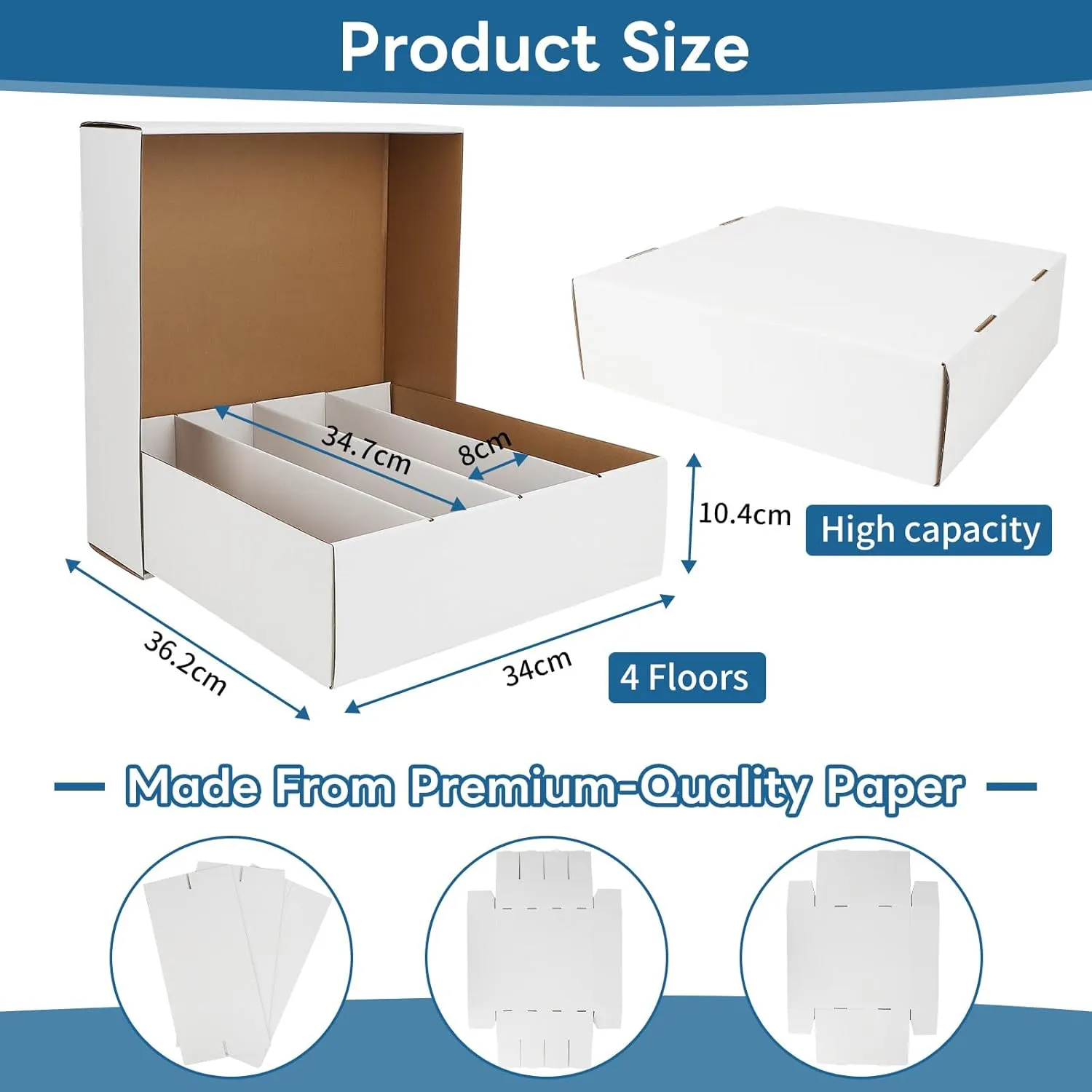 Collector Card Storage Box 3120 Count Trading Cards Box White Sports Card Boxes Card Sorting Tray Card Sleeve Cases Card Collection Trading Card Storage Box for Soccer Basketball Cards (4 Set)