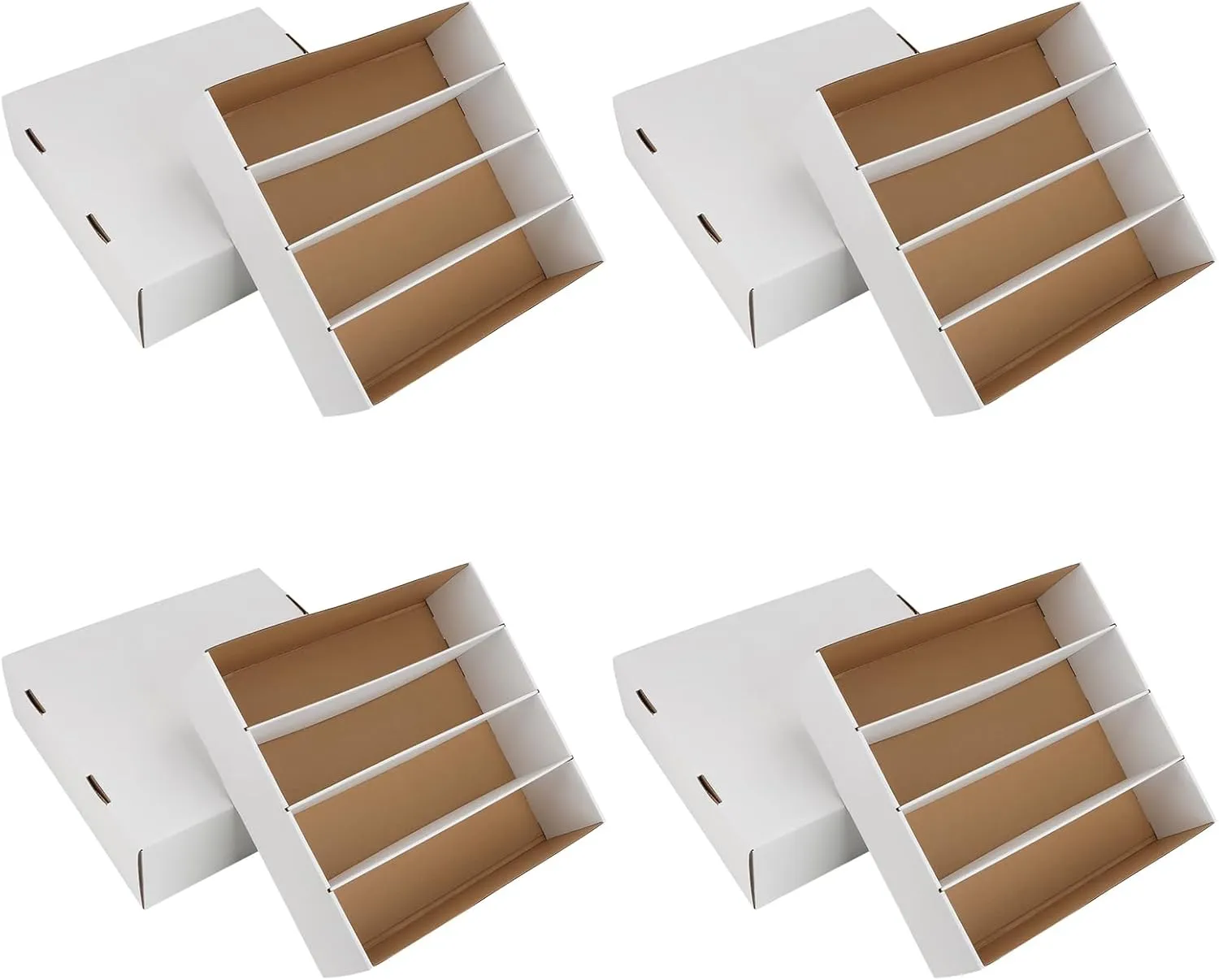 Collector Card Storage Box 3120 Count Trading Cards Box White Sports Card Boxes Card Sorting Tray Card Sleeve Cases Card Collection Trading Card Storage Box for Soccer Basketball Cards (4 Set)