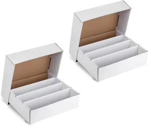 Collector Card Storage Box – Holds 3120 Trading Cards, White Sports Card Organizer with Sorting Tray & Sleeve Cases for Soccer, Basketball & More (2 Sets)