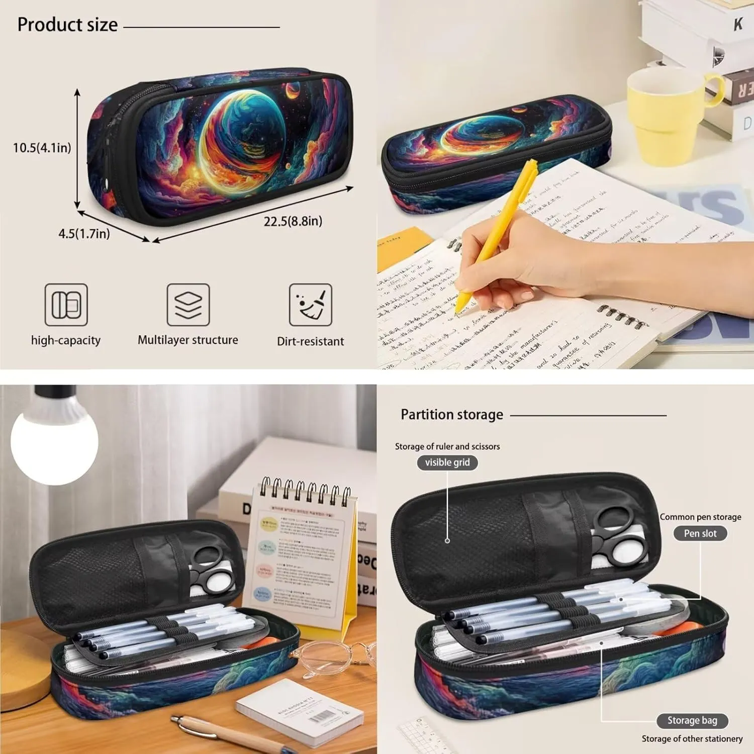 Colorful Cloud Planet Backpack Set with Lunchbox Versatile School Backpack for Boys 4 Pieces Boys School Bags for Elementary School Travel Casual Rucksack
