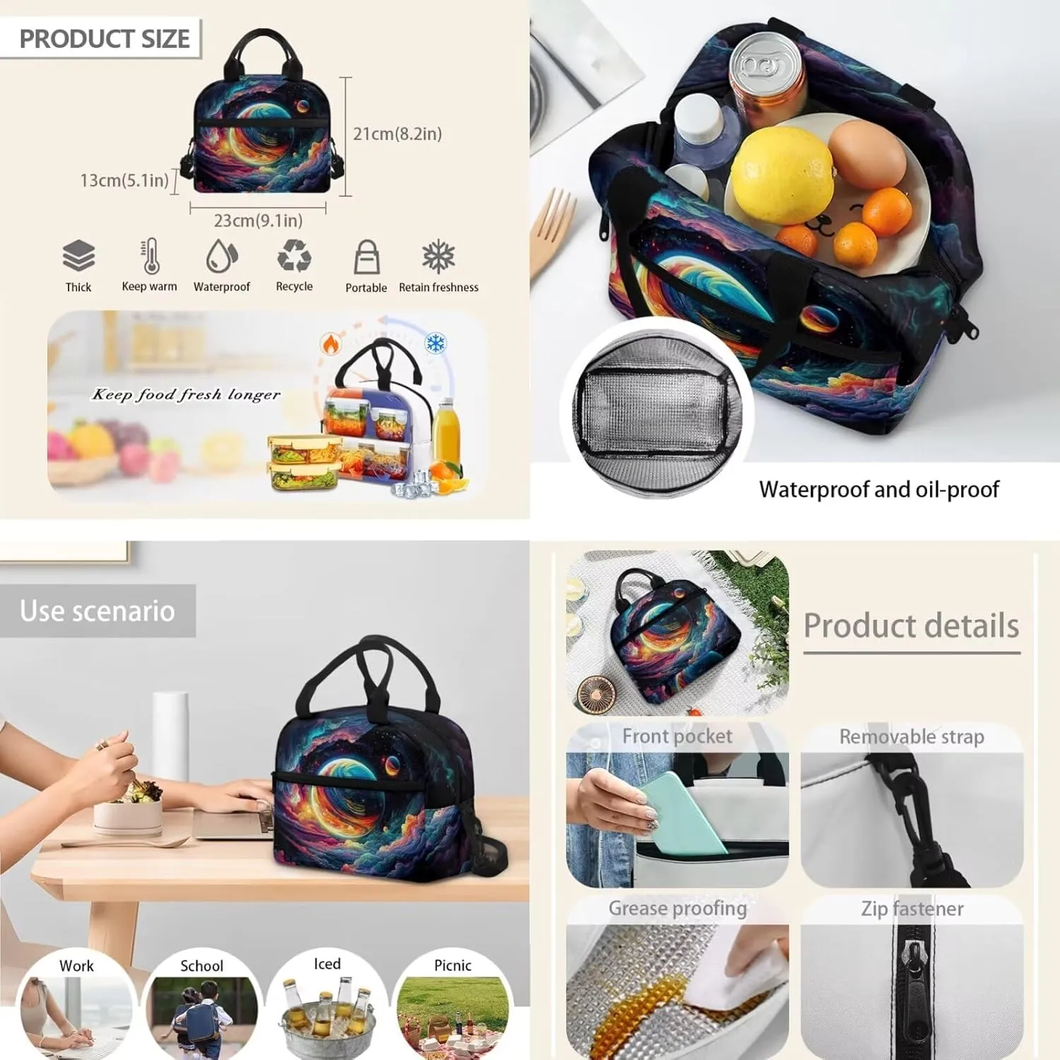 Colorful Cloud Planet Backpack Set with Lunchbox Versatile School Backpack for Boys 4 Pieces Boys School Bags for Elementary School Travel Casual Rucksack