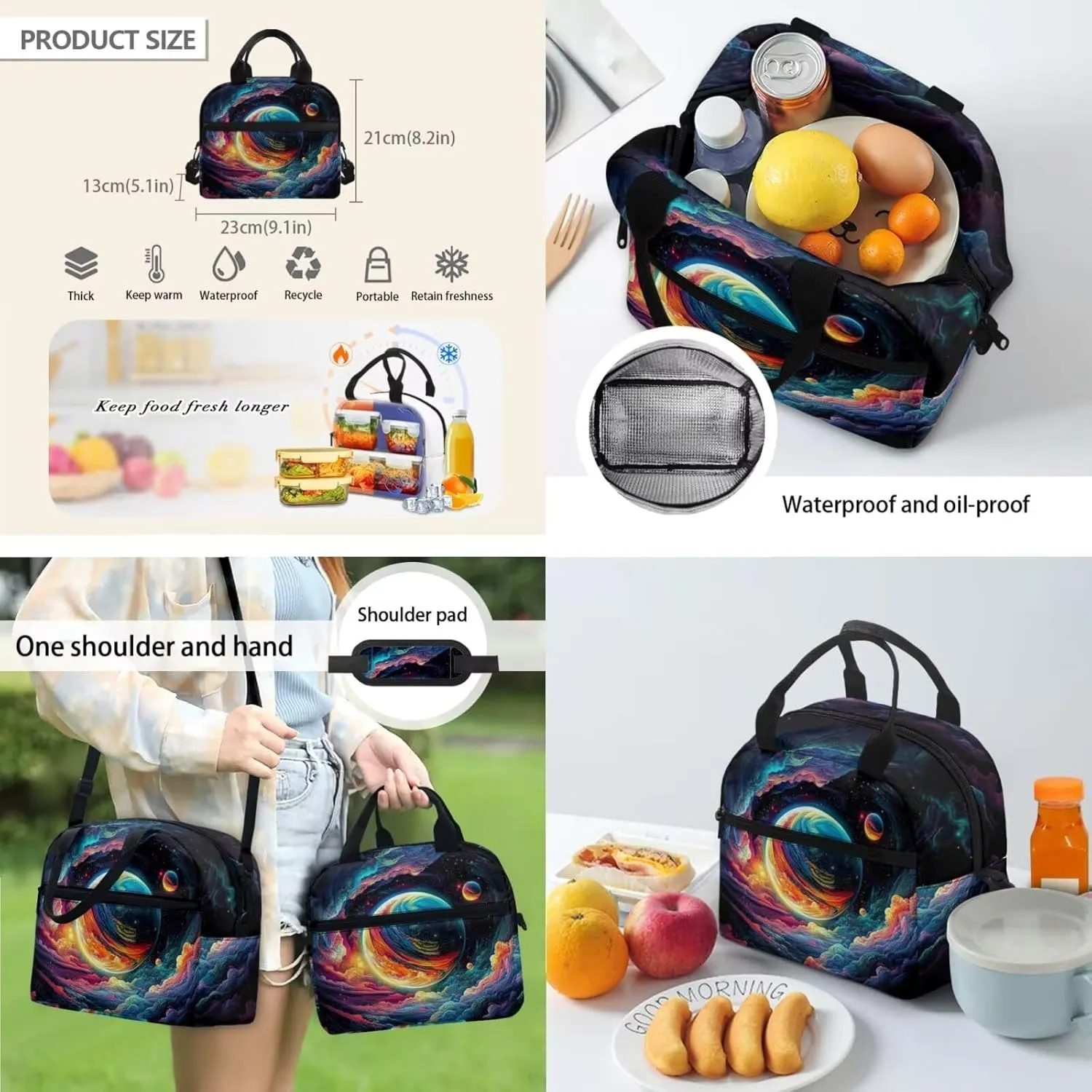 Colorful Cloud Planet Backpack Set with Lunchbox Versatile School Backpack for Boys 4 Pieces Boys School Bags for Elementary School Travel Casual Rucksack
